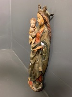 Vintage Austrian Madonna and Child - Carved and Painted - 2