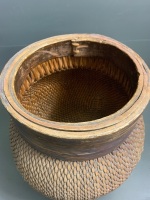 Antique Chinese Willow Fishing Basket - 4