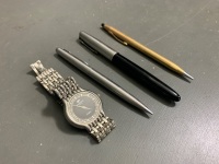 Parker Fountain Pen (Hidden Nib) + Cross Pencil and Perker Pencil + Raymond Weil Watch - 2