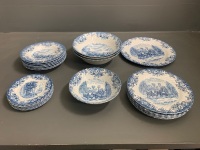 Lot of Johnson Bros. Coaching Scenes Plates and Bowls