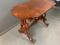 Antique Walnut Veneered Parlour Table on Brass Casters - 2