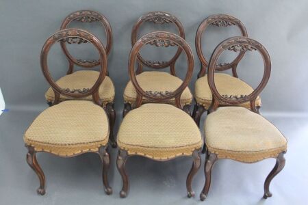 6 Balloon Back Victorian Chairs with Padded Seats