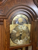 Vintage German Made Oak Cased Grandfather Clock with Key - 4