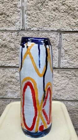 Contoured Vase by Carol Watkins Ceramicist & Saren Dobkins Painter