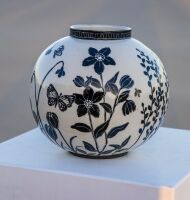 Porcelain orb – "Winter Blooms" by Rowley Drysdale Ceramicist/Mixed Media/Artist & Sarah Therese Ceramicist