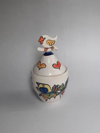 "Bird Lolly Jar" by Carol Watkins Ceramicist & Dale Leach Illustrator/Painter