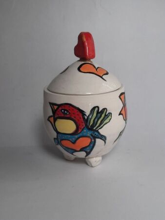 "Heart Lolly Jar" by Carol Watkins Ceramicist & Dale Leach Illustrator/Painter