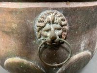 X Large Brass Planter with Lion Head Motifs - 3