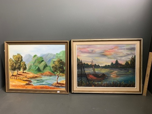 2 Framed Oil on Canvas Paintings - E.England