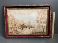 Early Days At Hannaford - Framed Wool Artwork