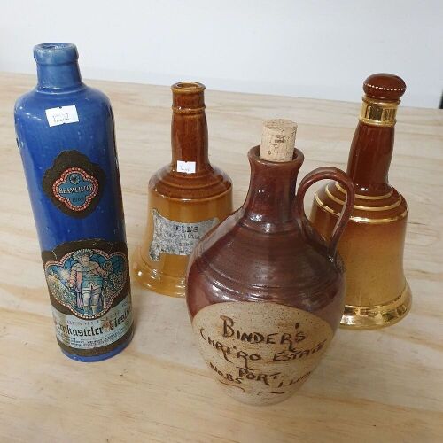 2 Royal Doulton Bells Scotch Whisky Bottles + 1 German Beameister Bottle - 1 with stopper