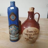 2 Royal Doulton Bells Scotch Whisky Bottles + 1 German Beameister Bottle - 1 with stopper - 2