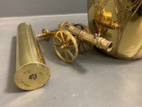 Vintage Brass Items Inc. Planter, Small Cannon and Shell Casing (dated 1915) - 4