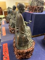 Rare Set of 18 Vintage Large Boxed Bronze Lohan Buddha Statues - 8