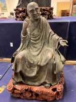 Rare Set of 18 Vintage Large Boxed Bronze Lohan Buddha Statues - 18