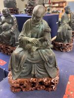 Rare Set of 18 Vintage Large Boxed Bronze Lohan Buddha Statues - 39