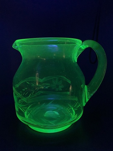 Incised Uranium Glass Jug