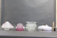 Box Lot of Vintage Glass Lamp Shades - 2