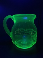 Incised Uranium Glass Jug - 2