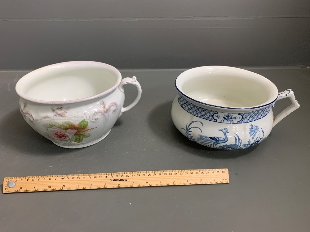 2 Vintage Ceramic Chamber Pots Woods & Sons, J & G Meakin Hanley