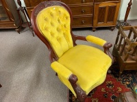 Vintage Hand Carved Red Cedar Framed Chaise + 2 Upholstered Armchairs - 4