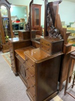 Antique Cedar Dressing Table with Original Bevelled Swing Mirror - 3