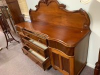 Antique Cedar Buffet 2 Doors 5 Drawers with Carved Back - 3