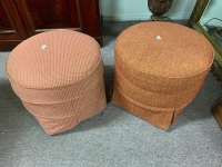 2 Fabric Pouffes on Castors