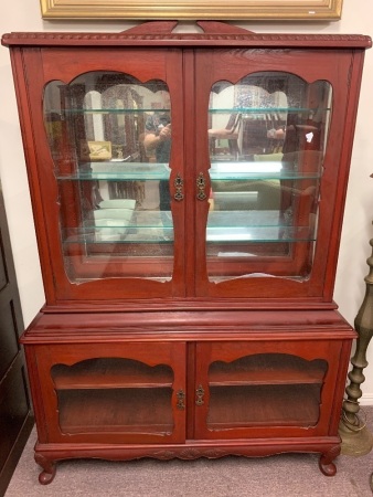 Vintage Red Cedar Curio Glassware Display Cabinet with Keys