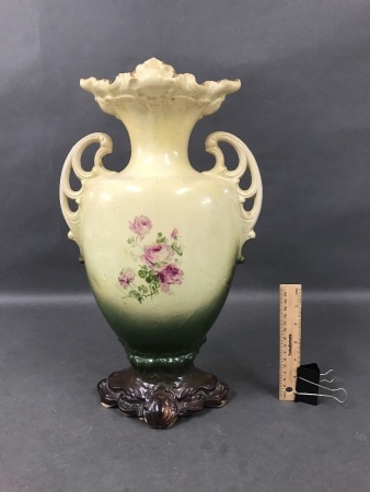 Victorian 2 Handled Hand Painted Vase C1880's