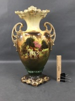 Victorian 2 Handled Hand Painted Vase C1880's - 2