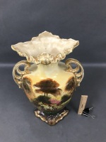 Victorian 2 Handled Hand Painted Vase C1880's - 3