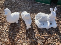 3 Concrete Animal Garden Ornaments