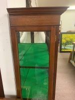 Antique Edwardian Mahogany Tall Glazed Display Cabinet with Baize Lined Shelves - 2