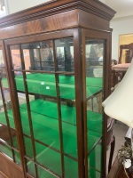 Antique Edwardian Mahogany Tall Glazed Display Cabinet with Baize Lined Shelves - 3