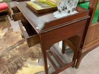 Small 2 Drawer Teak Writing Desk - 2