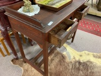 Small 2 Drawer Teak Writing Desk - 3