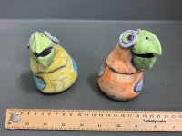 Pair of Valerie Willy Pottery Raku Fired Birds