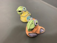 Pair of Valerie Willy Pottery Raku Fired Birds - 3