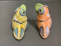 Pair of Valerie Willy Pottery Raku Fired Birds - 4