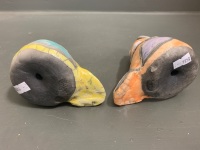 Pair of Valerie Willy Pottery Raku Fired Birds - 5