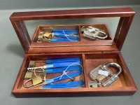 Boxed Set of Lock Picks with Test Padlock etc