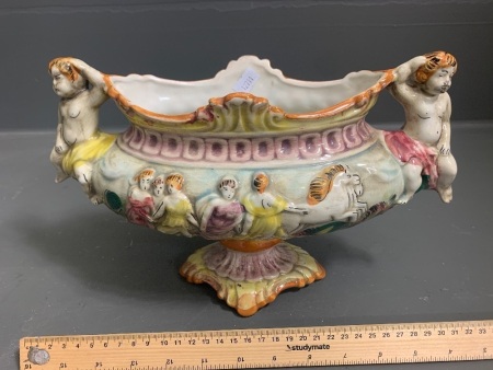 Italian Cherubic Majolica Style Bowl