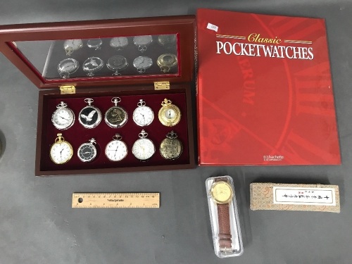 Magazine Collection of Classic Pocket Watches inc.10 Pocket Watches in Case