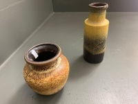 2 Small Mid Century W.German Lava Glazed Vases - 3