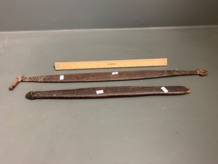 2 Antique Aboriginal Wooden Spears - Charters Towers