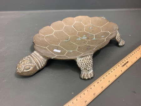 Vintage XL Heavy Brass Turtle Bowl