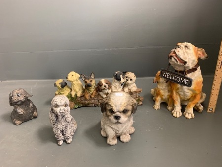 Asstd Lot of Dog Garden Ornaments