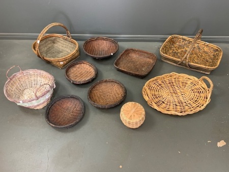 Asstd Lot of Mainly Vintage Asian Basketware