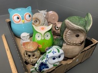 Large Asstd Lot of Owl Ornaments, Money Boxes, Jars Etc - 2